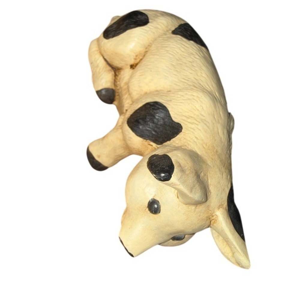 Country Critters Spotted Pig Figurine Farm Animal Decor Cream & Black 6 in sow